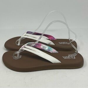 Flojos Margo Flip Flops Womens 10 White Tie Dye Memory Foam Comfort Sandals